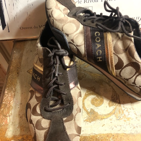 SZ 8 M-COACH BROWN/TAN LOGO SNEAKERS “JAYME” - Picture 7 of 13